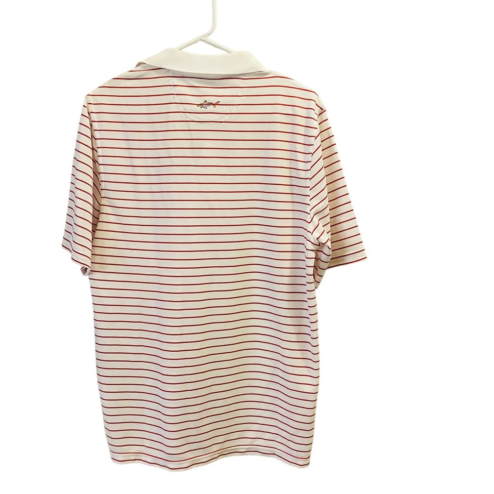 ⭐️ GREG NORMAN NWT Pink & White Stripe Polo Moisture Wicking - Picture 2 of 7
